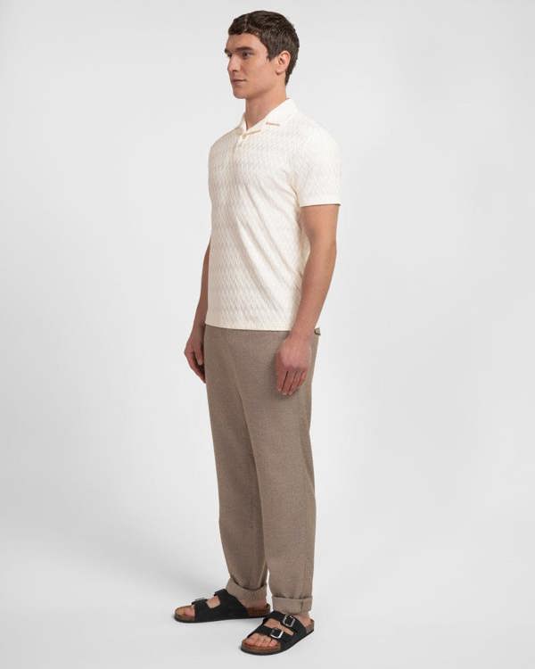 Steel & Jelly Beckton - Zigzag Textured Polo Shirt