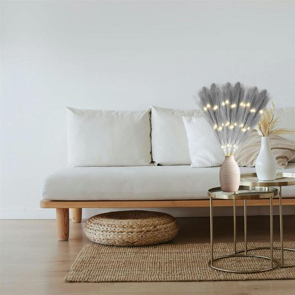 45cm to 100cm Prelit Grey Pampas Grass with Warm White LEDs, Battery Operated Indoor Decoration image 4