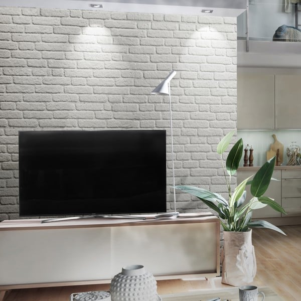 Wallsupply Ultralight Loft White Brick Effect HD Printed 3D Wall Panels EPS, 4pcs 2.4m²