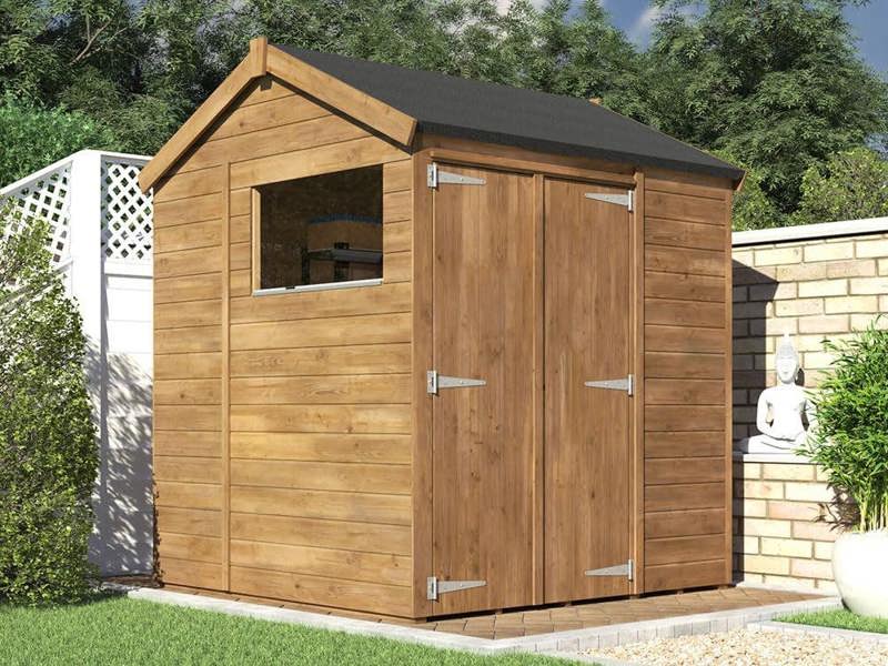 Dunster House Wooden Shed 1.8 x 1.8m (6' x 6') 15mm Walls Pressure Treated Outdoor Garden Storage Window Apex Overlord Modular