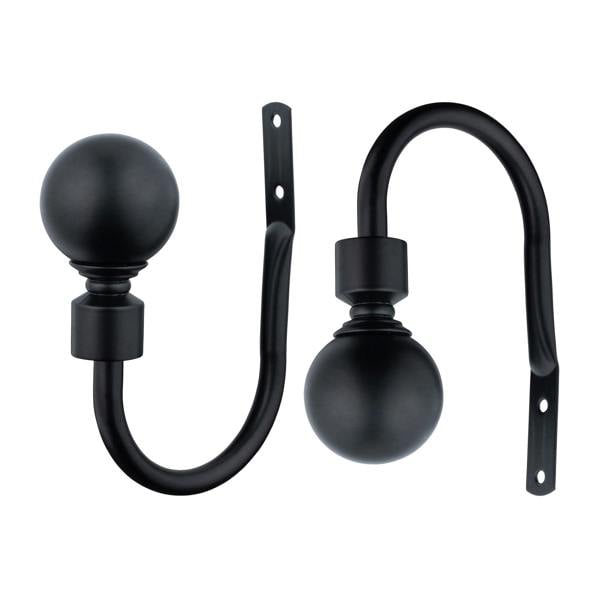 A.Unique Home Pair of Plain Ball Metal Holdbacks (Pair of Holdbacks) - Matte Black