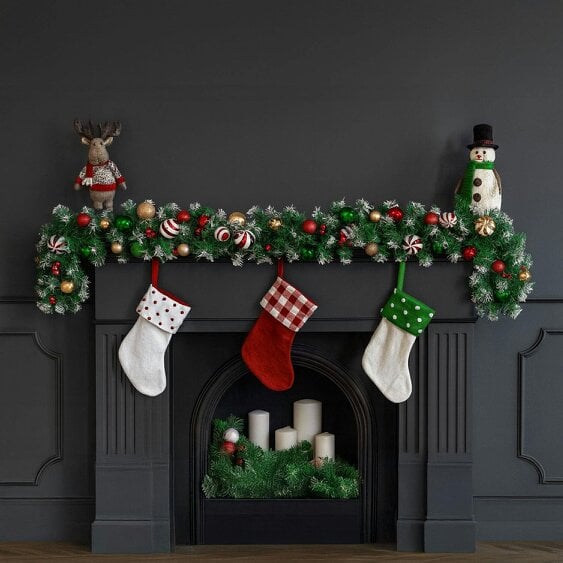 Neo Garland Wreath Candy Cane Baubles Garland Festive Foliage PVC Christmas Decoration