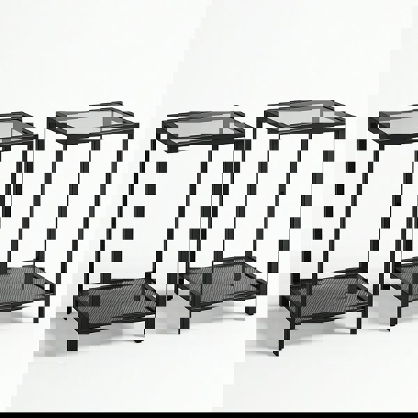 Rafaelo Mobilia 2PC Bedside Nightstand Tables With Metal Frame Black