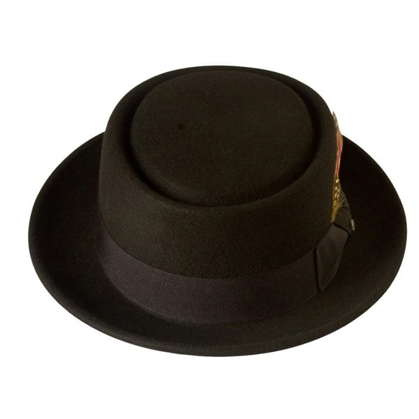 Gamble & Gunn's Classic Pork Pie Hat 100% Black Wool