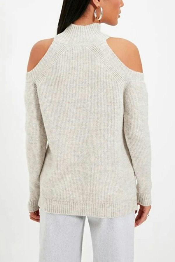 WOVCOR Glittery Knit Sweater with Cut-Out Detail