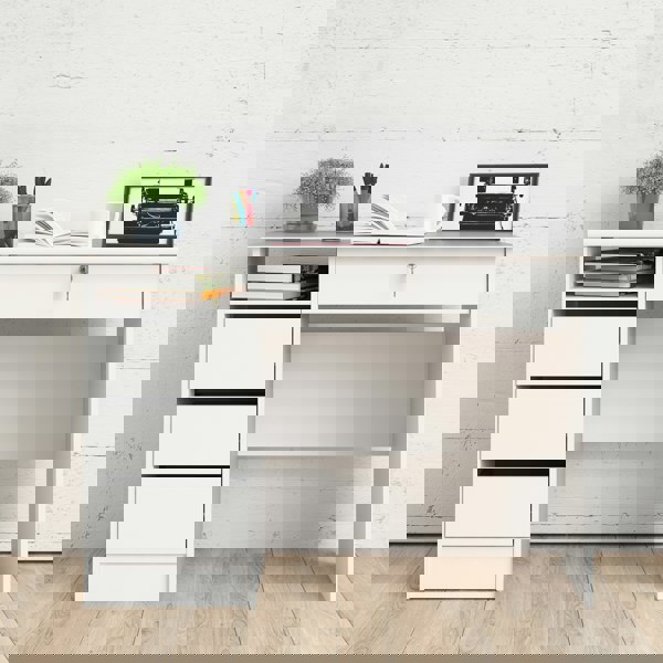 Furniture To Go Function Plus Desk (3+1) Handle Free Drawer in White