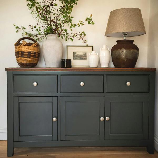 Statement Furniture Queensbury Large Sideboard with Oak Top, 3 Doors and Drawers