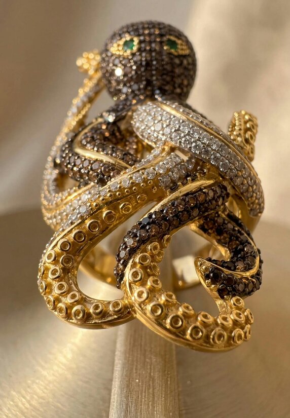 Latelita Octopus Cocktail Ring Nordic Gold Adjustable