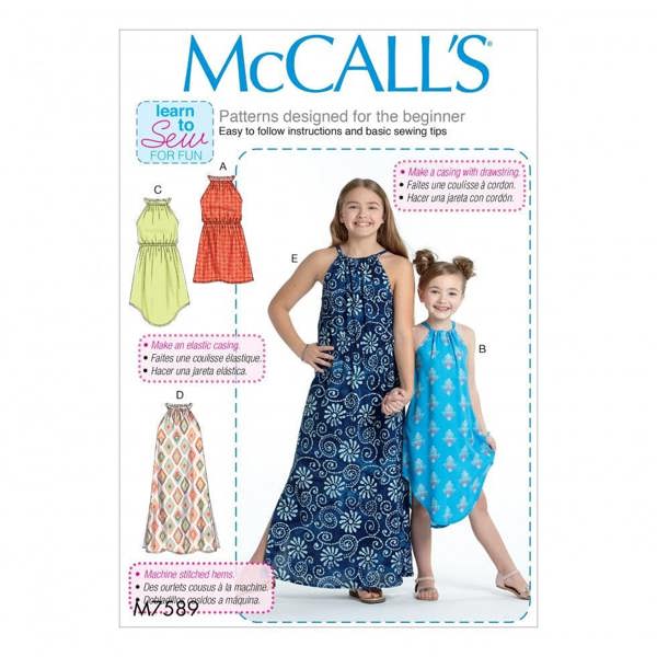 McCalls 7589 Paper Sewing Pattern – Kids' Dress, Beginner, Easy