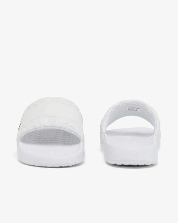 Lacoste Serve Hybrid Monogram Slides - White/White 21G | CHO | Designer Mens Sandals