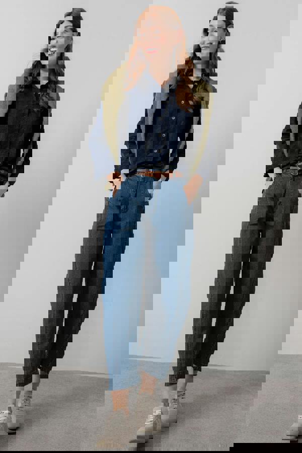 Lily & Me Patsy Textured Jacquard Shirt Navy