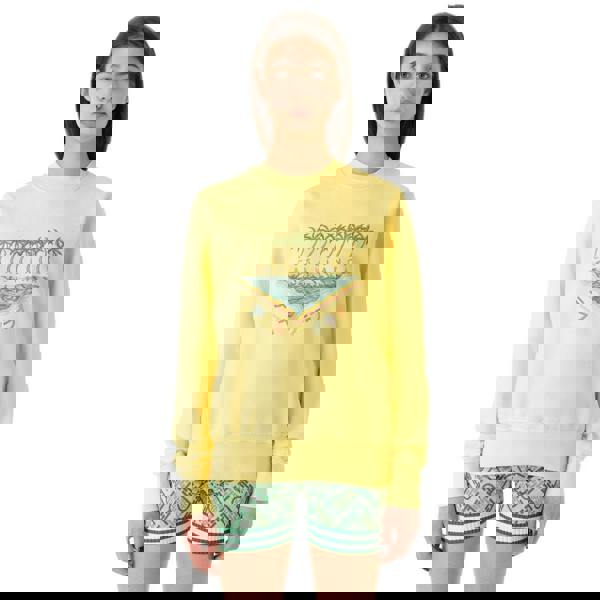 Casablanca Embroidered Sweatshirt Enoshima Beach Yellow Sweatshirt