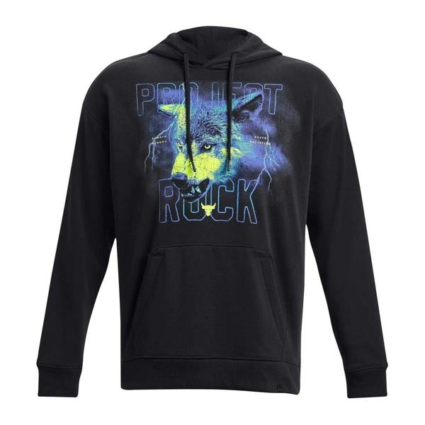 Under Armour Mens Project Rock Long-Sleeved Workout Hoodie - Black - 