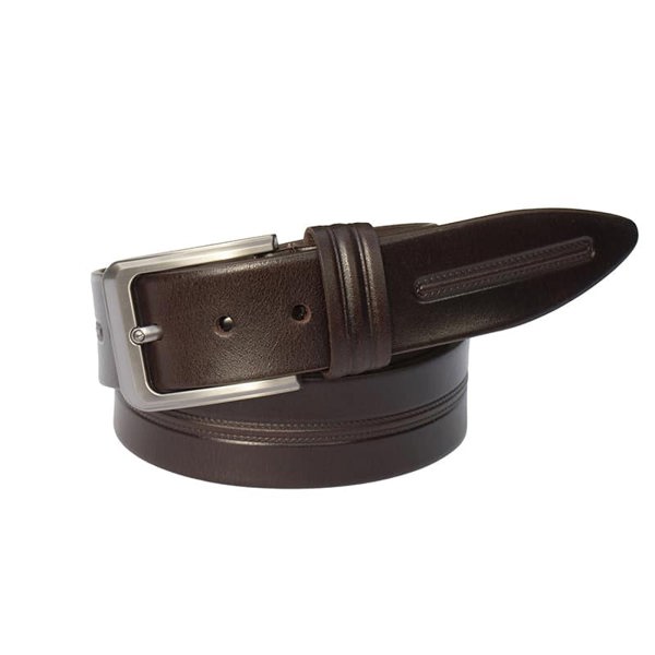 Wombat Leather Thick Dark Brown Patterned Leather Belt