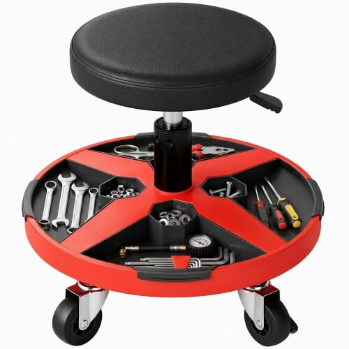 HOMCOM 135 kg Rolling Mechanic Stool with 40-52 cm Adjustable Height, Black
