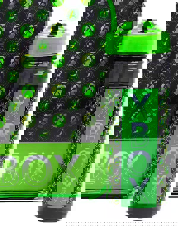 Xbox Boys Green Logo All-Over Print Lunch Bag Bottle and 3 Snack Pot