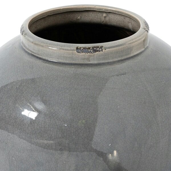Wyld Haus Bloomwood Grey Glazed Round Juniper Ceramic Vase Crackle Effect