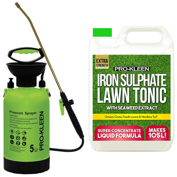 ProKleen Pro-Kleen 5L Pump Sprayer with Pro-Kleen Liquid Iron Sulphate 5L Grass Greener & Turf Hardener