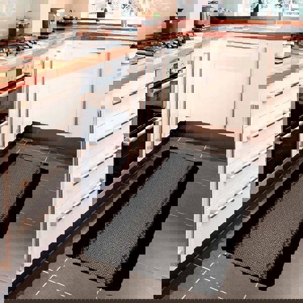 Machine Washable Designer Mats | Bordered Line Design Black