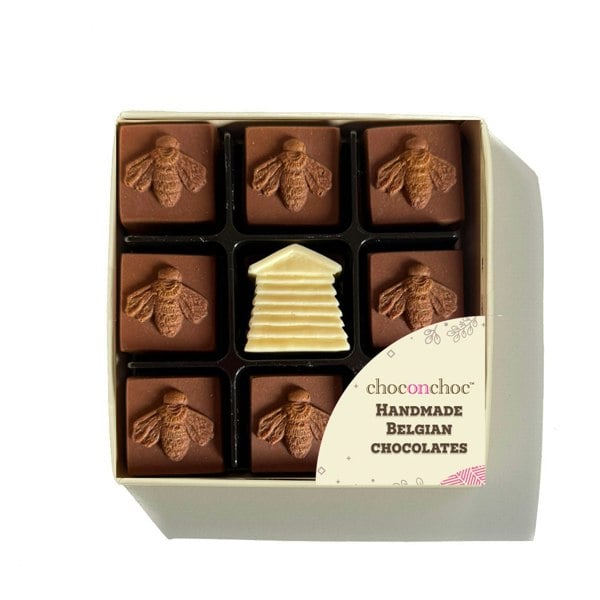 CHOC ON CHOC Chocolate Bees with a Honey filled Hive