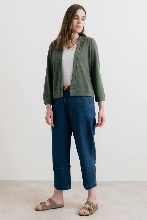 Lily & Me Shore Light Knit Cropped Cardigan Laurel Green