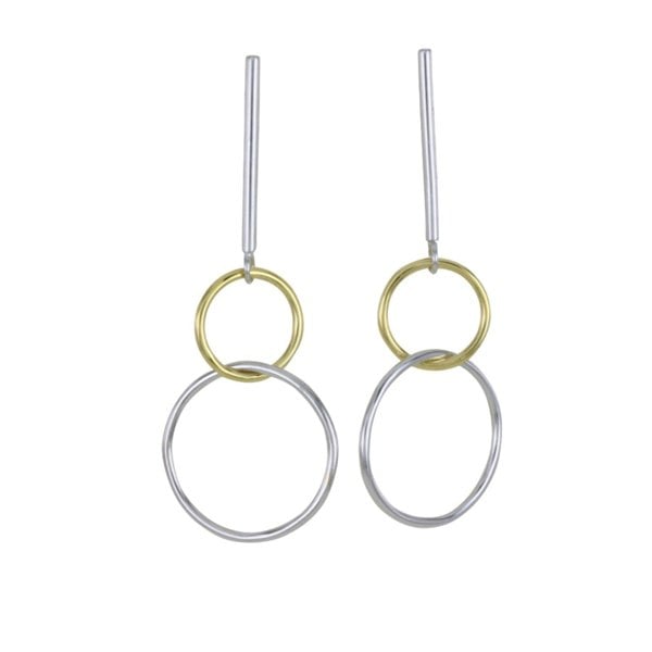 Bar and Twin Ring Drop Earrings - Reeves & Reeves