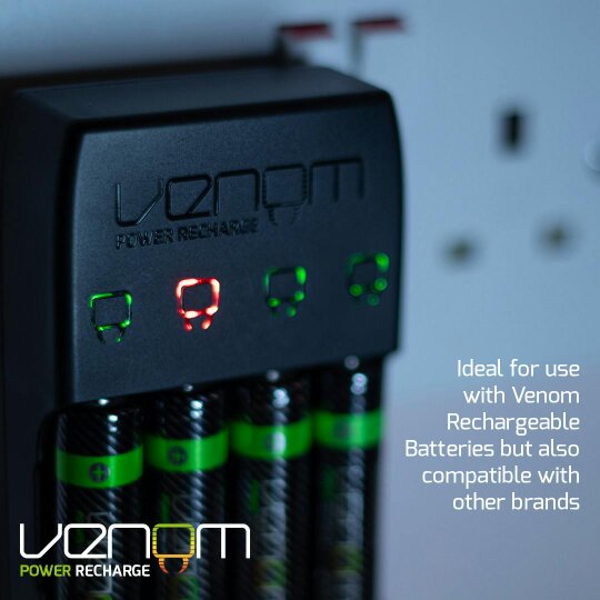 Venom Pro Charge Plug In Wall Battery Charger plus 4 x AA and 4 x AAA Rechargeable Batteries