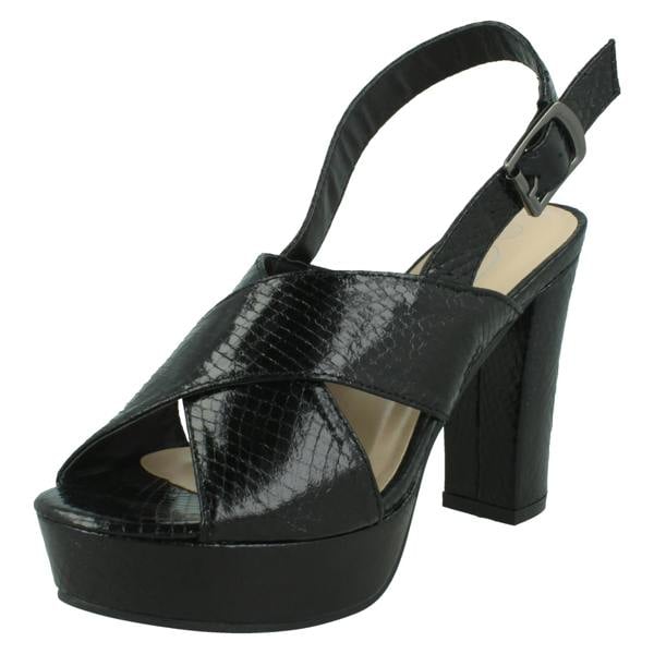 Spot On Ladies High Heeled Chunky Platform Sandals F12019