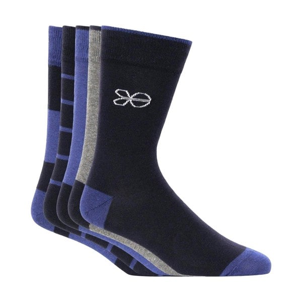 Crosshatch Mens Milato Crew Socks (Pack of 5) - Blue/Grey