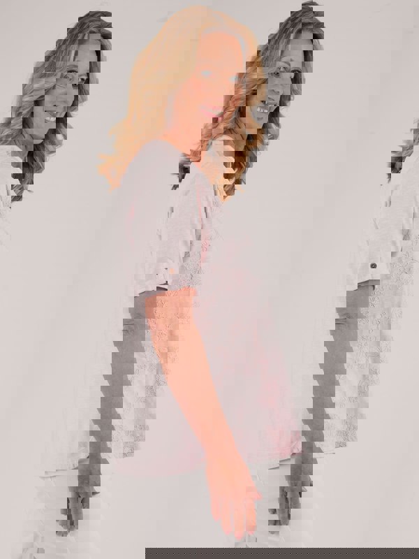 TIGI-Wear Embroidered Notch Neckline Top