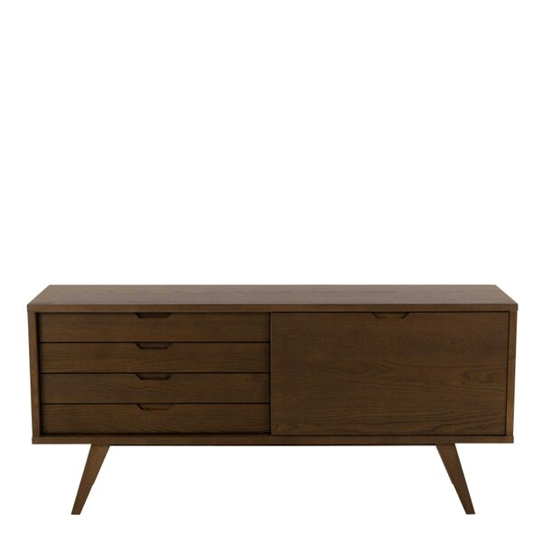 Wyld Haus Jyvaskyla Dark Oak Wood Sideboard 4 Drawers 1 Sliding Door