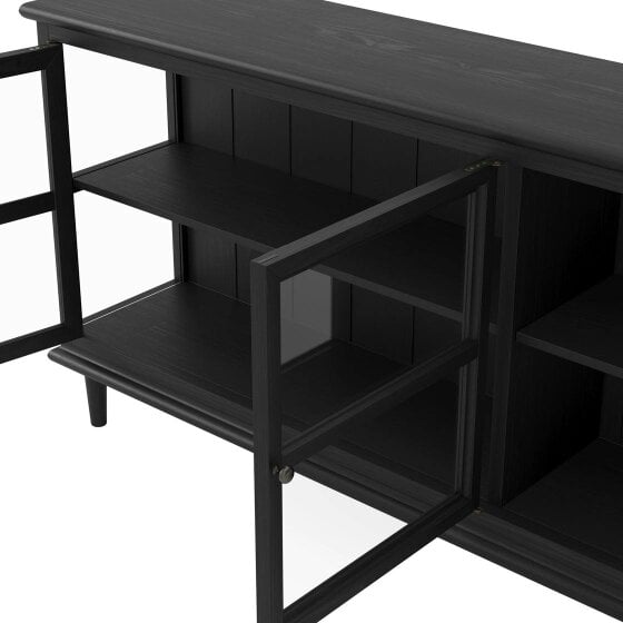 Wyld Haus Honley Black Wood 3 Glass Door Sideboard