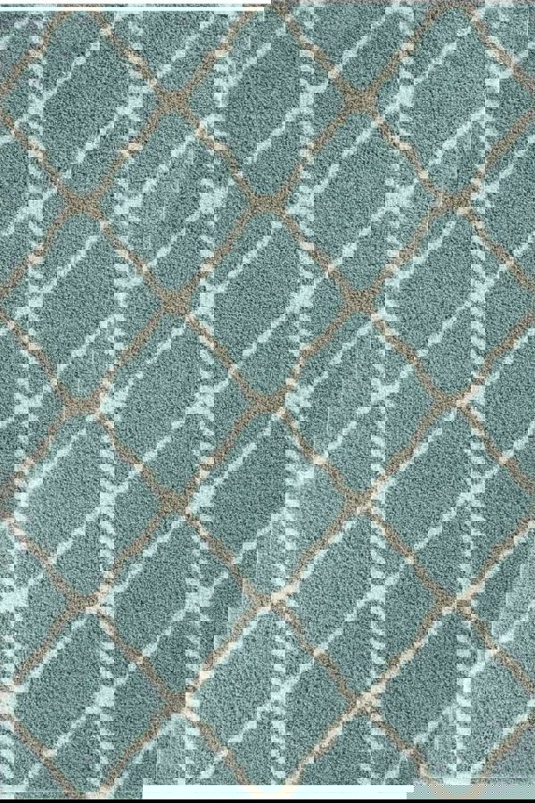 Moroccan Design Thick Shaggy Area Rugs Duck Egg Blue
