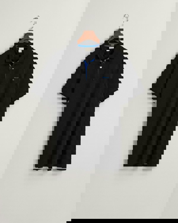 GANT Regular Fit Short Sleeve Contrast Pique Rugger - 5 Black