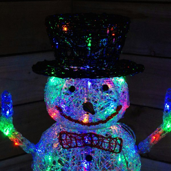 Samuel Alexander LIGHT UP 76cm ACRYLIC Christmas SNOWMAN with 88 MULTI COLOUR LED Lights