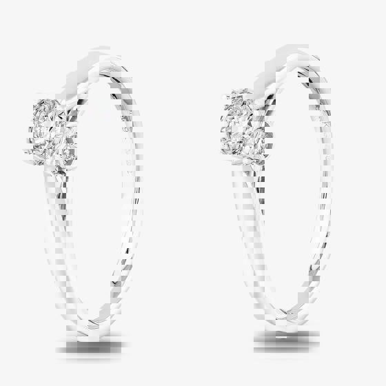 T. H. Baker 9ct White Gold 0.50ct Diamond Bridge Accent Solitaire Ring TH011885R