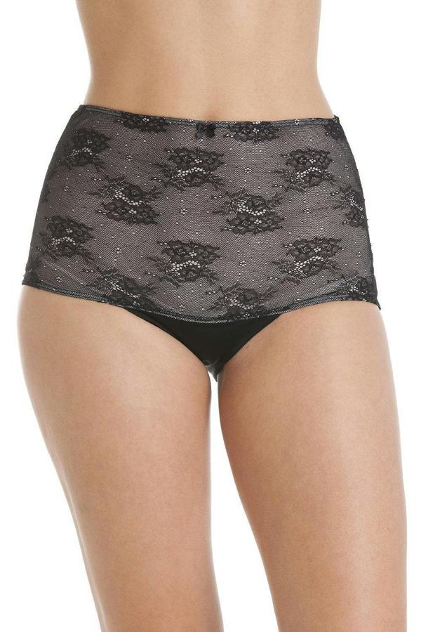 Two Pack Black Seamfree High Waist Floral Mesh Briefs