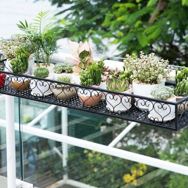 Living and Home 60CM Hanging Railing Planter Flower Pot Holder with 2 Hooks