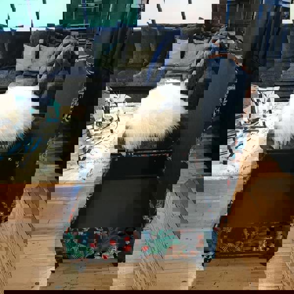 Handcrafted UK square ottoman style footstool deep tufted
