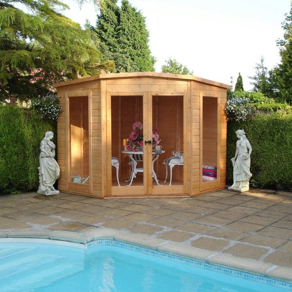 Shire Barclay 8x8 Corner Summerhouse 12mm Interlock Cladding - Best Shed