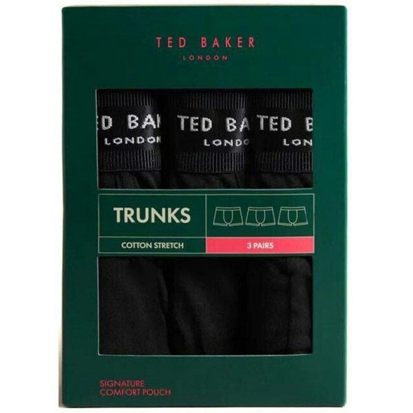 Ted Baker 3-Pack Contrast Logo Boxer Trunks, Black