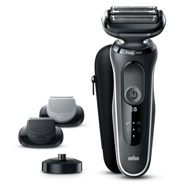 Braun Series 5 50-W4650cs Electric Shaver With 2 EasyClick Attachments, Charging Stand - Black/White