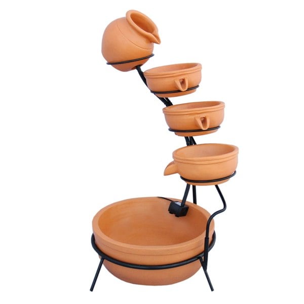 Monstershop Terracotta 4 Tier Spilling Bowls Water Feature