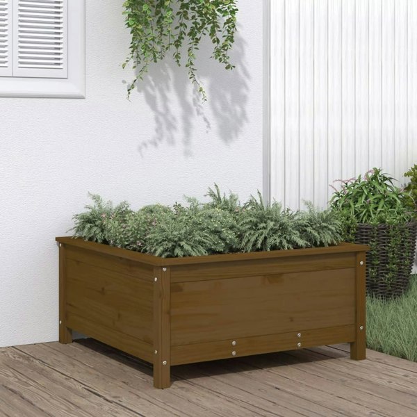 Berkfield Garden Planter Honey Brown 82.5x82.5x39 cm Solid Wood Pine