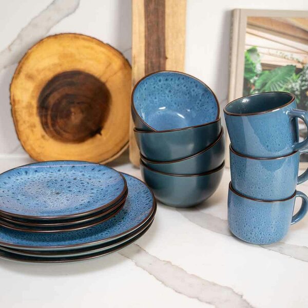 Scandi Home Drammen Ceramic Cereal Bowls, Set of 4, 14cm, Blue Reactive Glaze