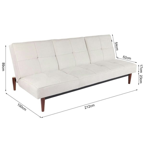 Faux Suede 3 Seater Upholstered Sofa Bed with Wood Legs Living and Home 