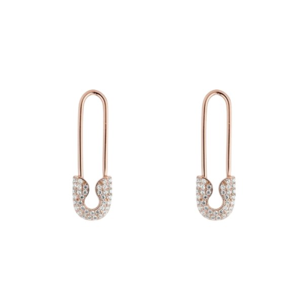 Spero London Pave Safety Pin Earrings Jewelled Sterling Silver