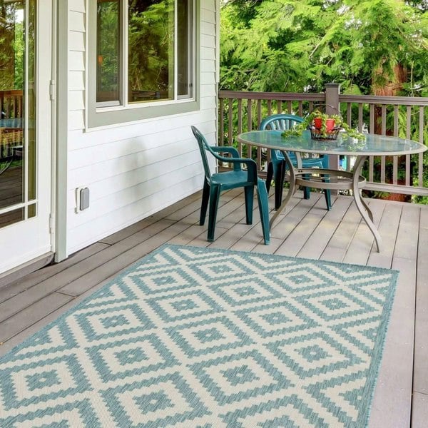 Diamond Design Aqua Outdoor Rug | The Rugs