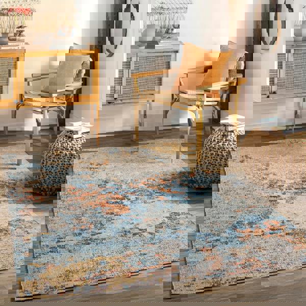 Livabliss Huntington Beach-Modern Blue Yellow Orange In- & Outdoor Rug