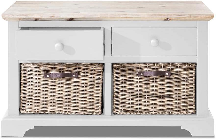 Statement Furniture Florence Storage Bench with 2 Drawers and 2 Baskets Assembled